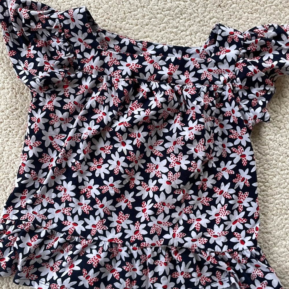 Crewcuts Floral Ruffle top Like New